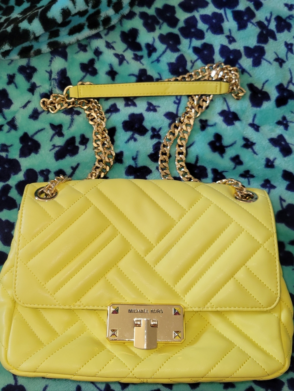 Michael Kors Yellow Quilted Crossbody